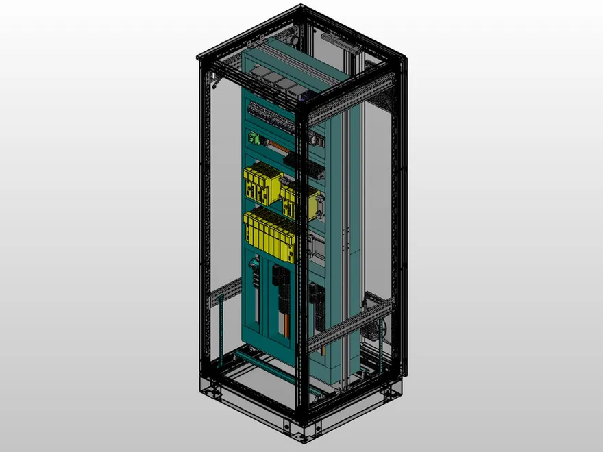 3D model of a control cabinet with Regul controllers